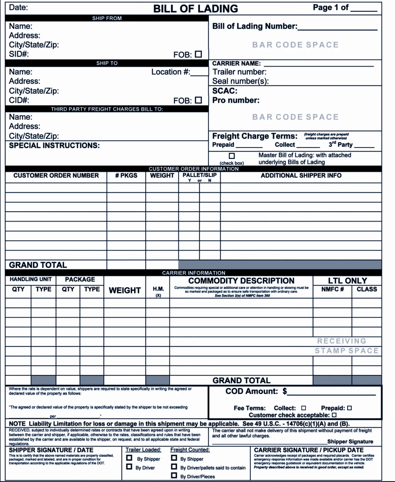 Документы для импорта товаров - коносамент