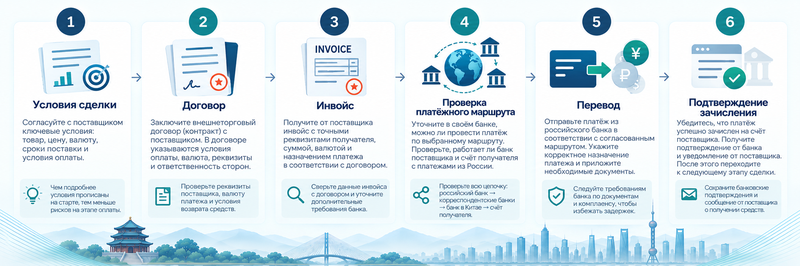 Пошаговая оплата поставщику в Китае